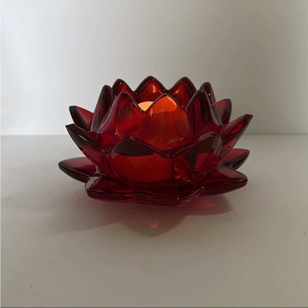 Crystal Lotus Flower Candleholder Meditation Feng Shui Christmas in July